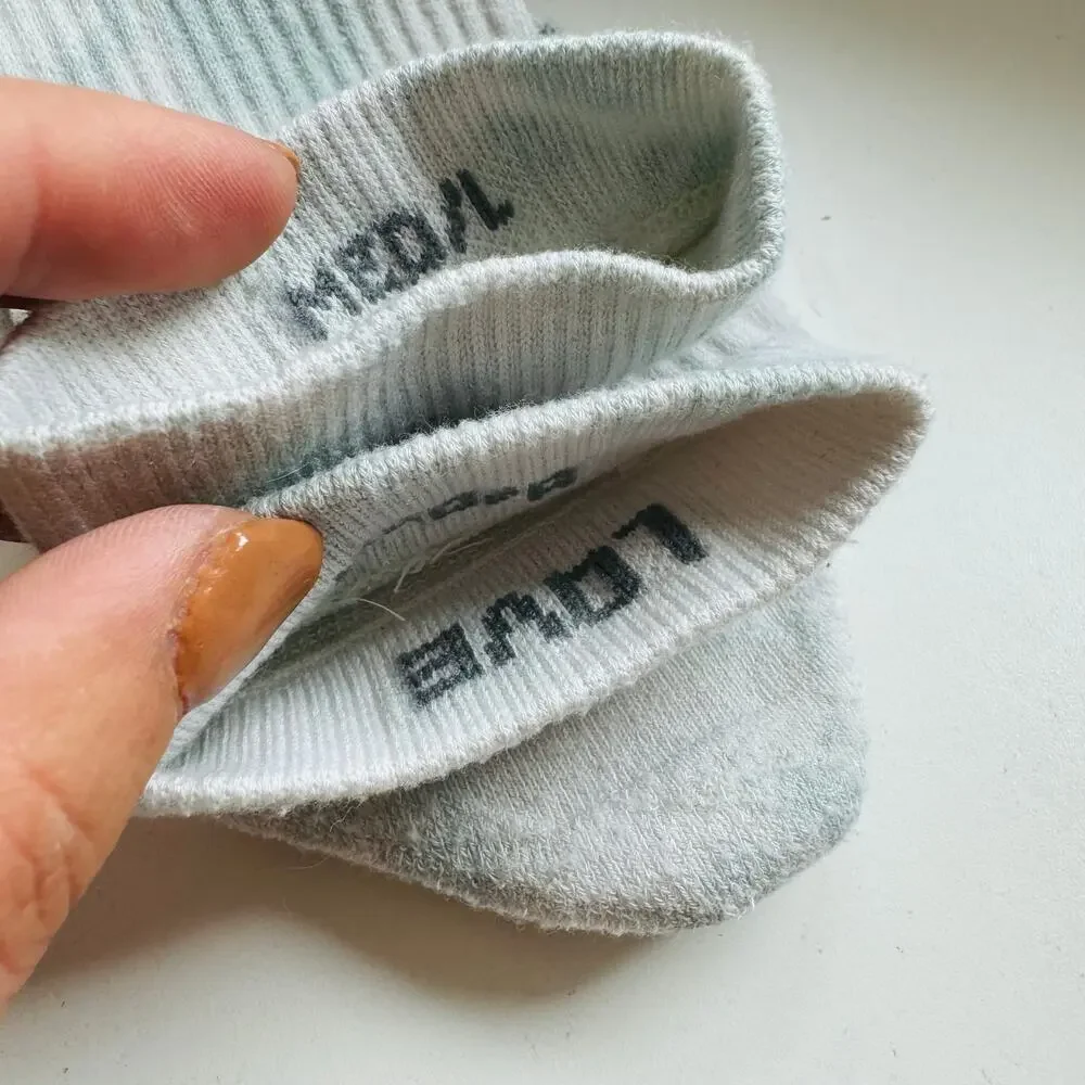 LULULEMON Blue White Grey Logo Tie Dye Cotton Yarn Crew Tall Tube Socks Unisex